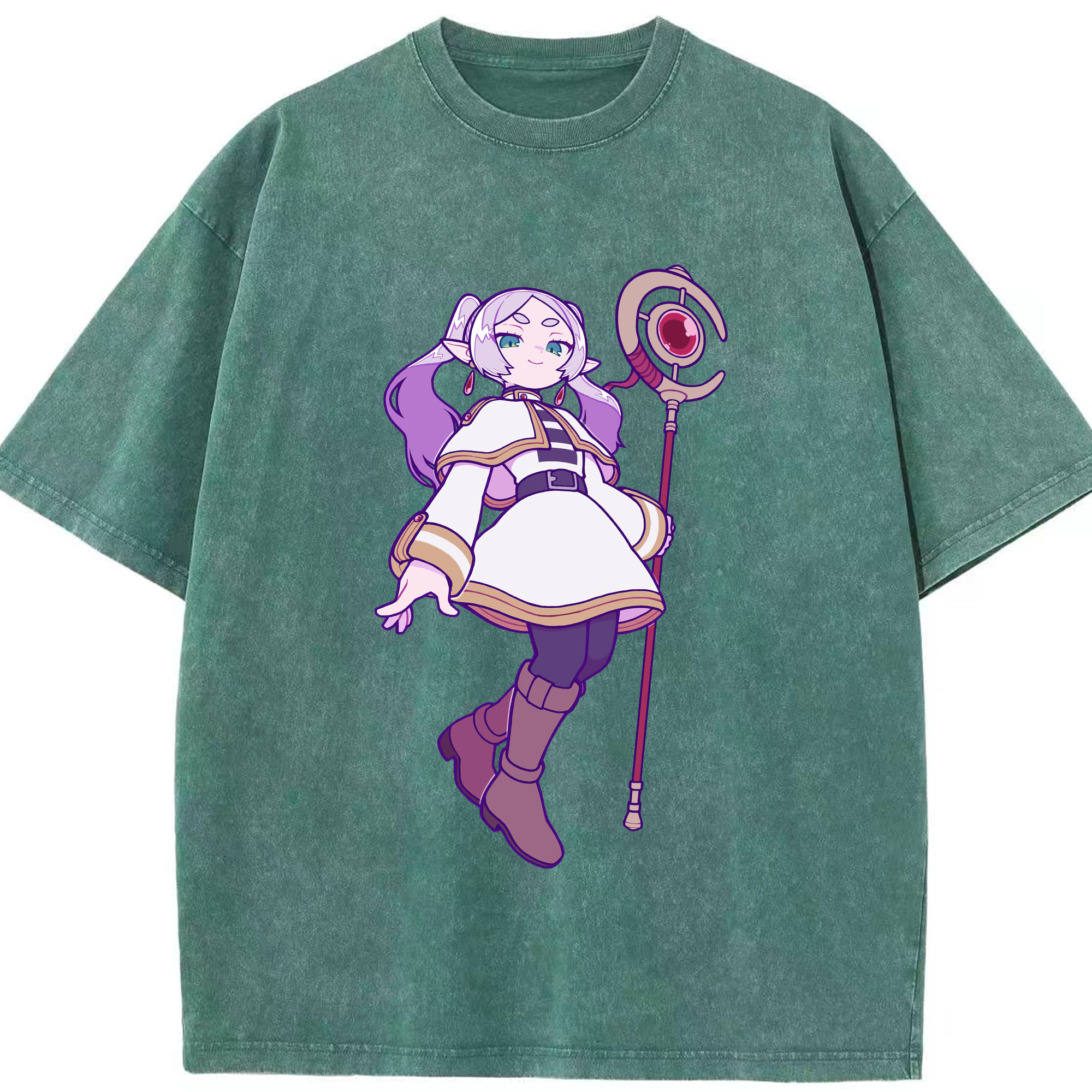 （画像用） 葬送のフリーレン Frieren 綿100% ヴィンテージ風 半袖Tシャツ（フロントプリント）
